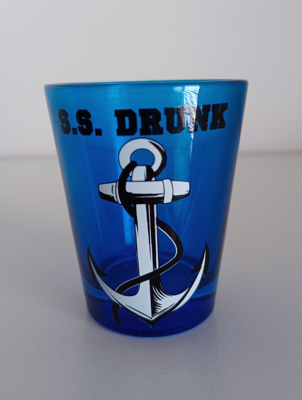 S.S. Drunk Anchor Blue Shot Glass Barware Drinkware Collectible‎